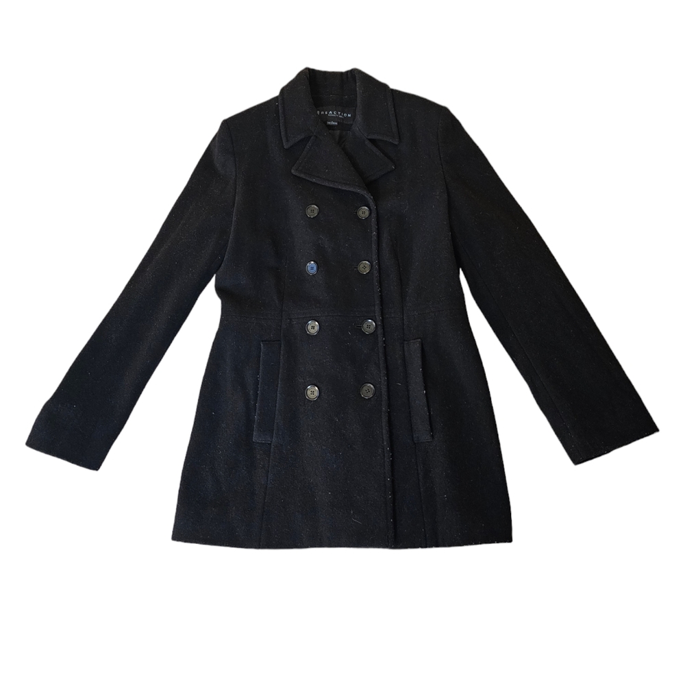 Kenneth Cole Reaction Wool Trench Pea Coat Grey Sz 4